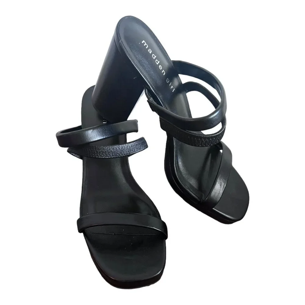 Madden Girl Women's Strappy Heeled Sandal Black Size 8.5 Black - Picture 1 of 8
